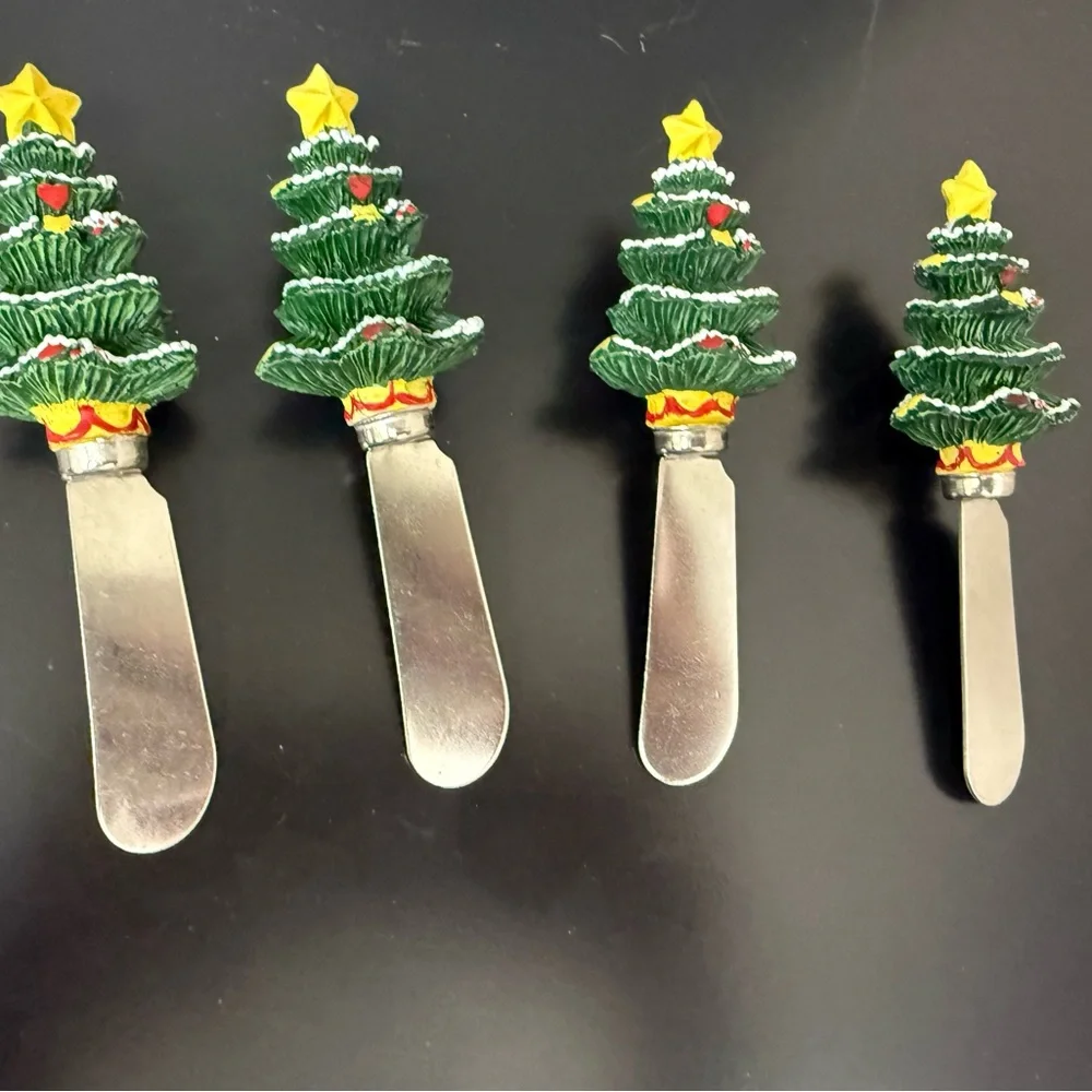 Set of 4 Festive‎ Christmas Tree Spreaders perfect for cheese or butter spread